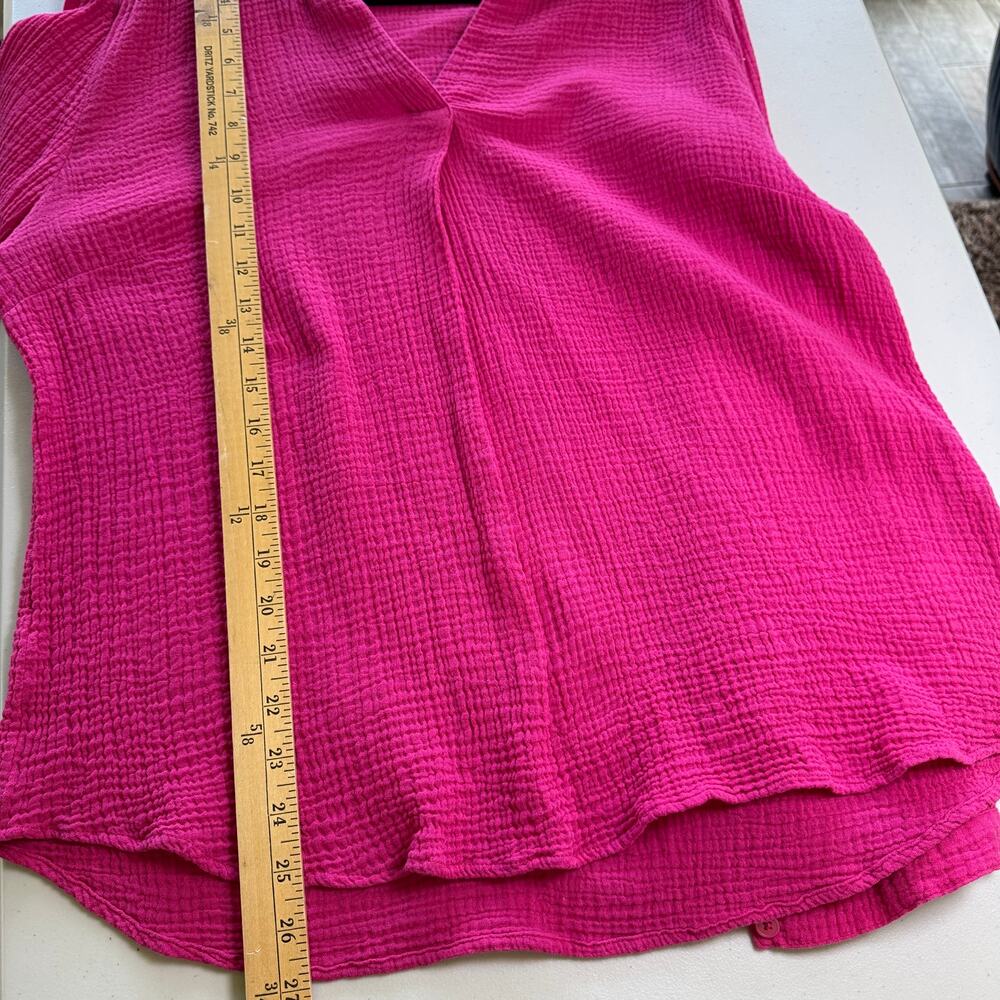 Chico's Women's 2/L Pink Gauzy Cotton Lagenlook Blouse - Picture 7 of 7